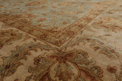 9x12 Aqua, Beige, Rust Color Hand Knotted All-Over 100% Wool Traditional-Persian/Oriental Oriental Rug