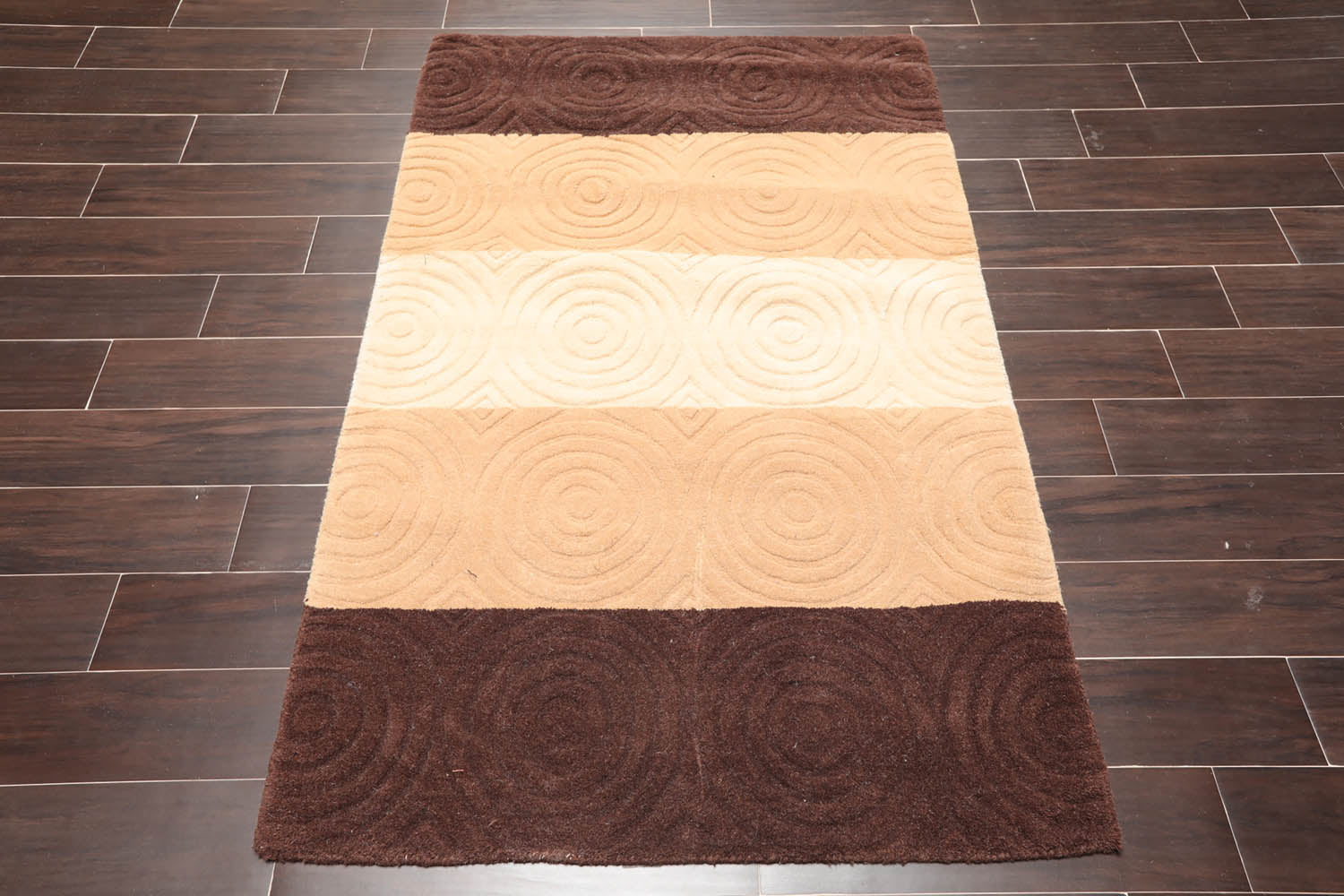 3x5 Beige, Brown, Tan Color Hand Tufted All-Over Wool Modern Oriental Rug