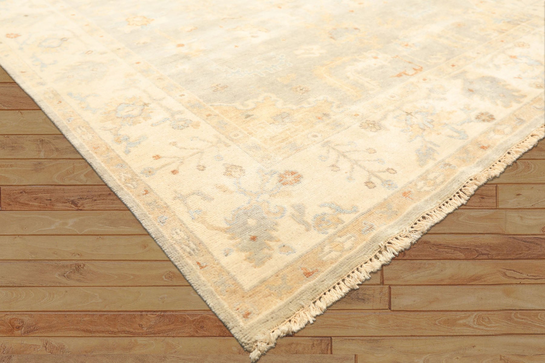 6x9 Gray, Slate, Ivory Color Hand Knotted Oushak Wool Transitional Oriental Rug