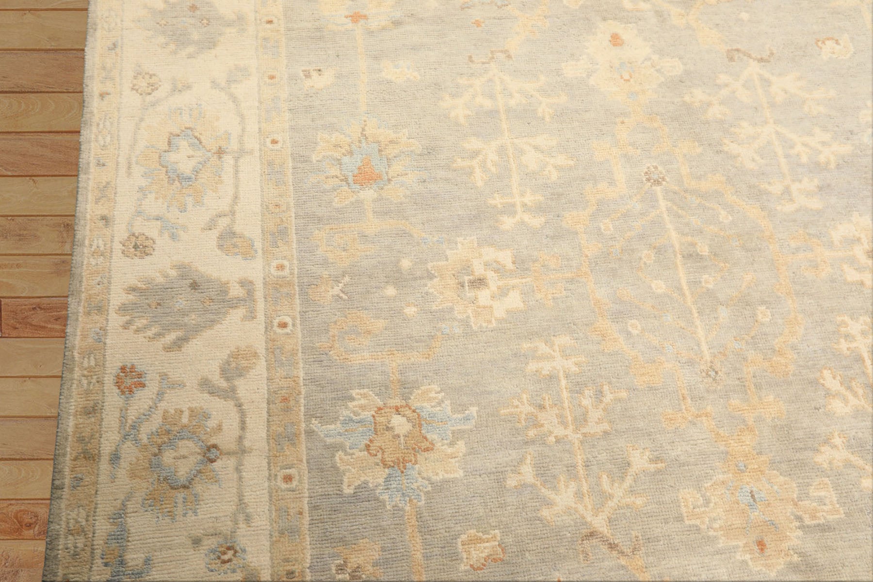 6x9 Gray, Slate, Ivory Color Hand Knotted Oushak Wool Transitional Oriental Rug