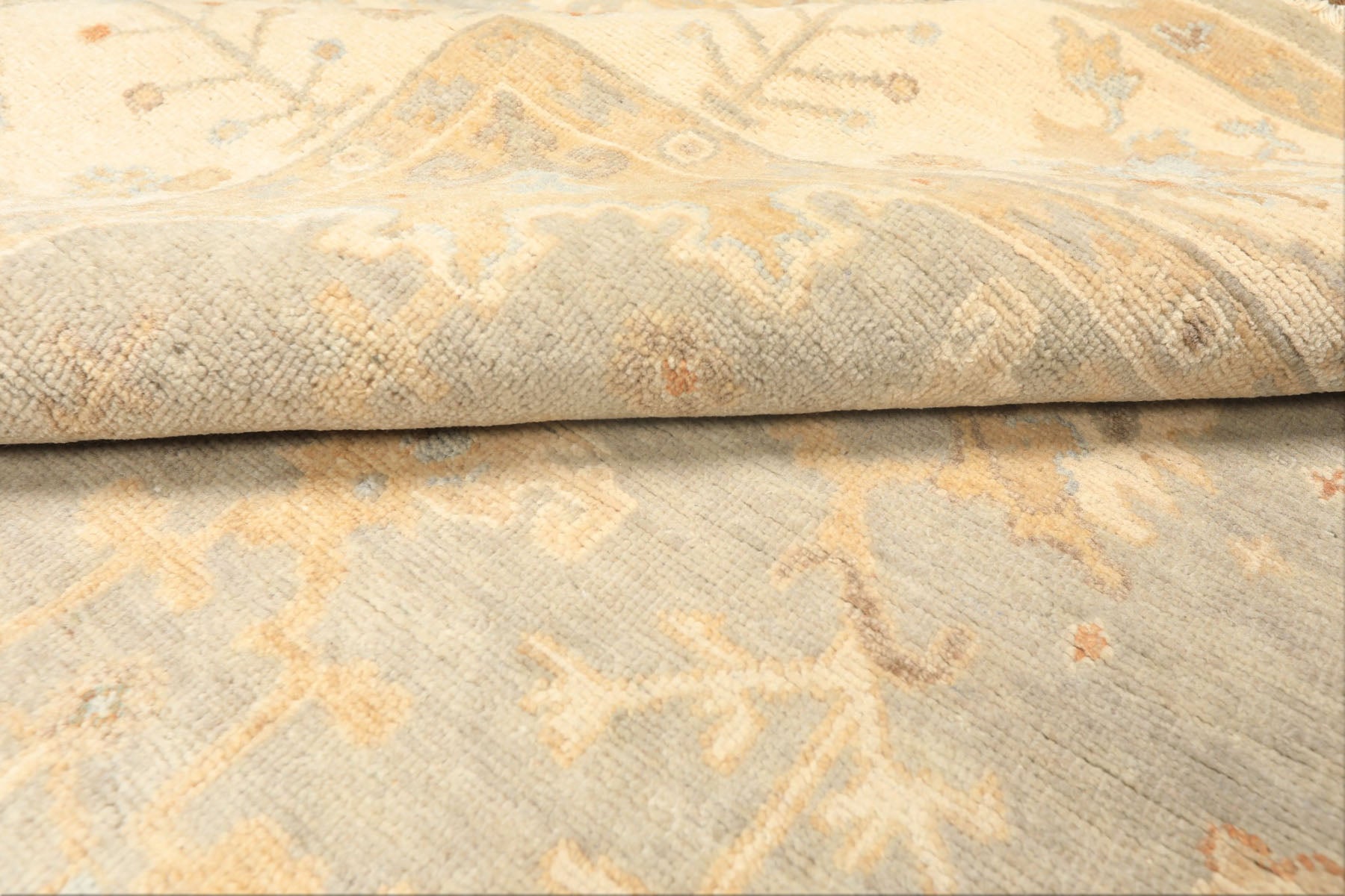 6x9 Gray, Slate, Ivory Color Hand Knotted Oushak Wool Transitional Oriental Rug