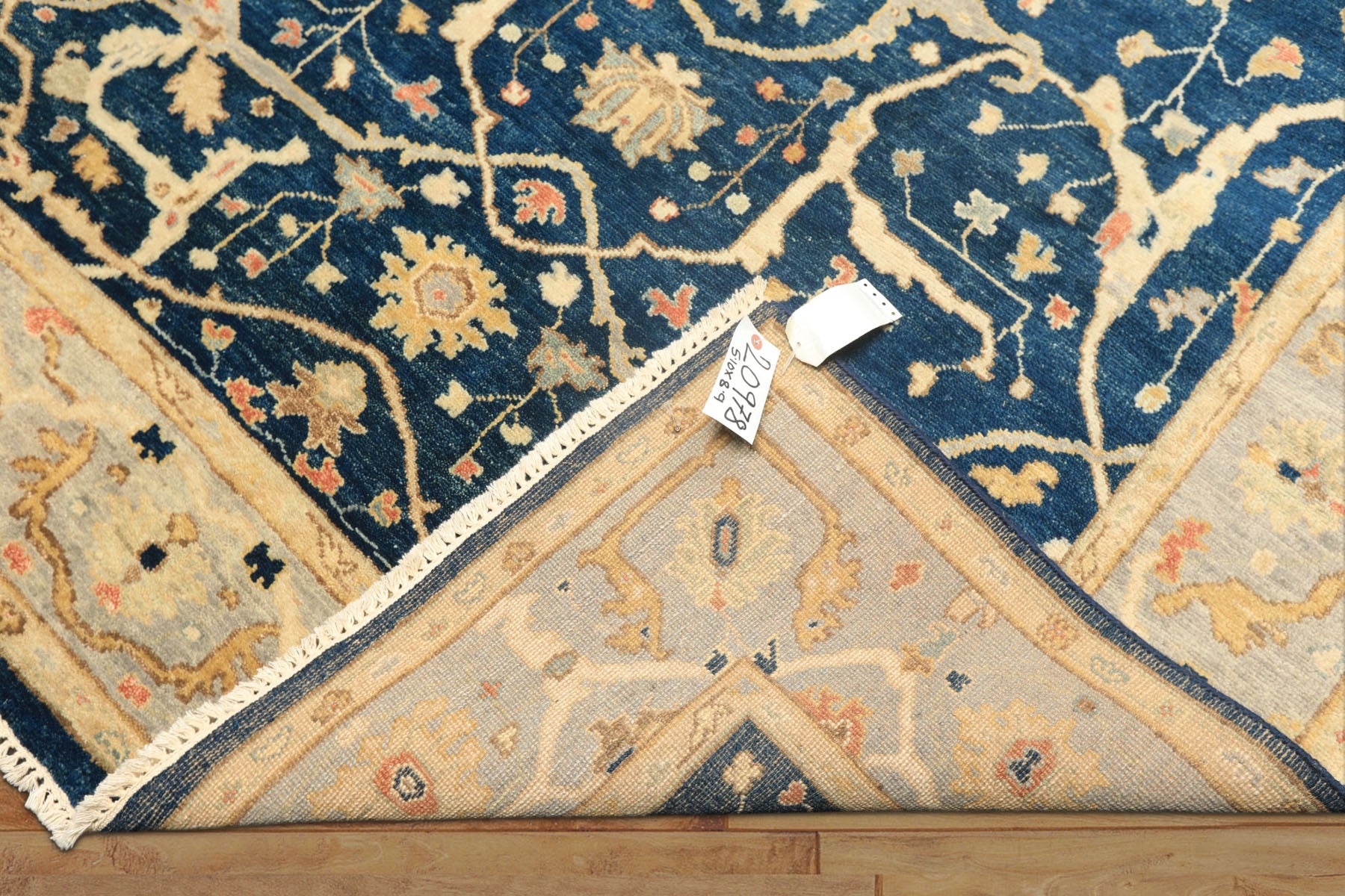 6x9 Navy, Slate, Beige Color Hand Knotted Oushak Wool Traditional Oriental Rug