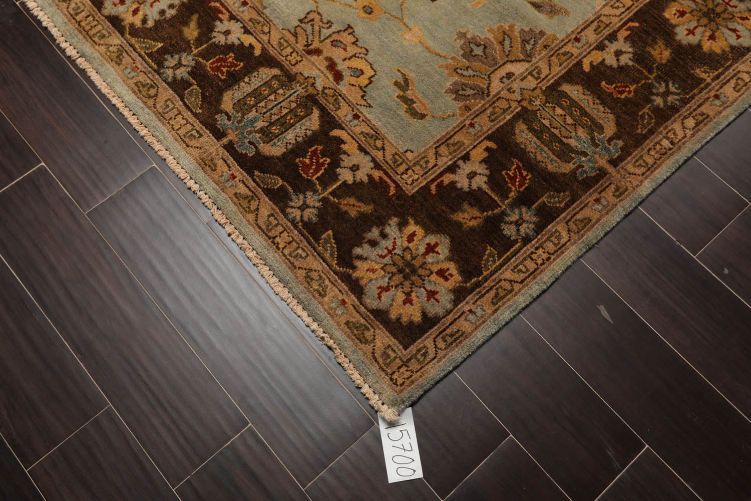 6x9 Aqua, Brown, Tan Color Hand Knotted All-Over 100% Wool Traditional Oriental Rug