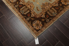 6x9 Aqua, Brown, Tan Color Hand Knotted All-Over 100% Wool Traditional Oriental Rug
