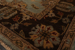 6x9 Aqua, Brown, Tan Color Hand Knotted All-Over 100% Wool Traditional Oriental Rug