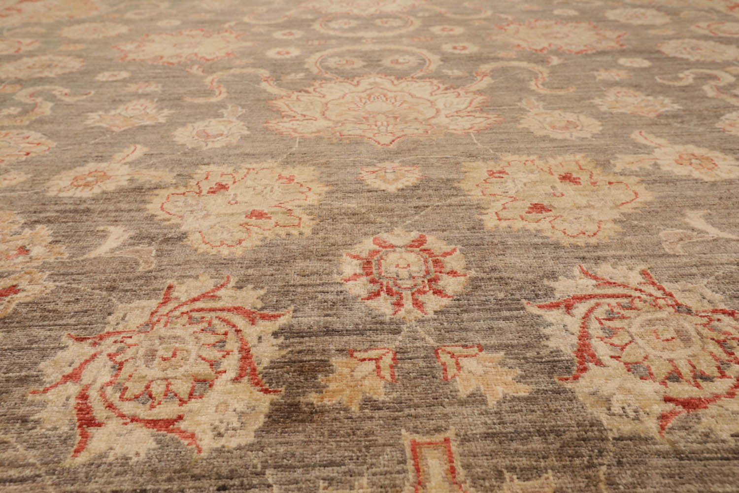 9x12 Gray, Beige, Rust Color Hand Knotted All-Over 100% Wool Traditional Oriental Rug