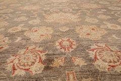 9x12 Gray, Beige, Rust Color Hand Knotted All-Over 100% Wool Traditional Oriental Rug