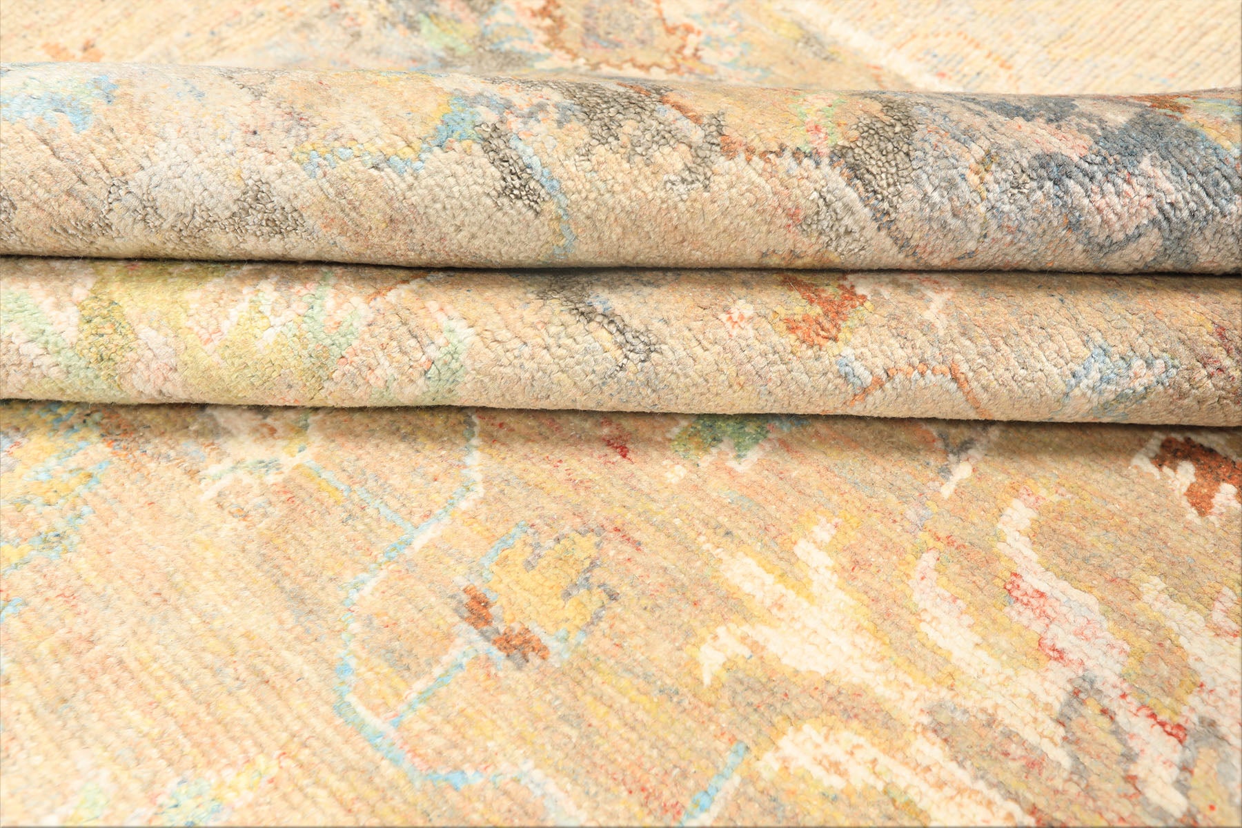 6x9 Beige, Aqua, Taupe Color Hand Knotted Sherpa Viscose Modern & Contemporary Oriental Rug