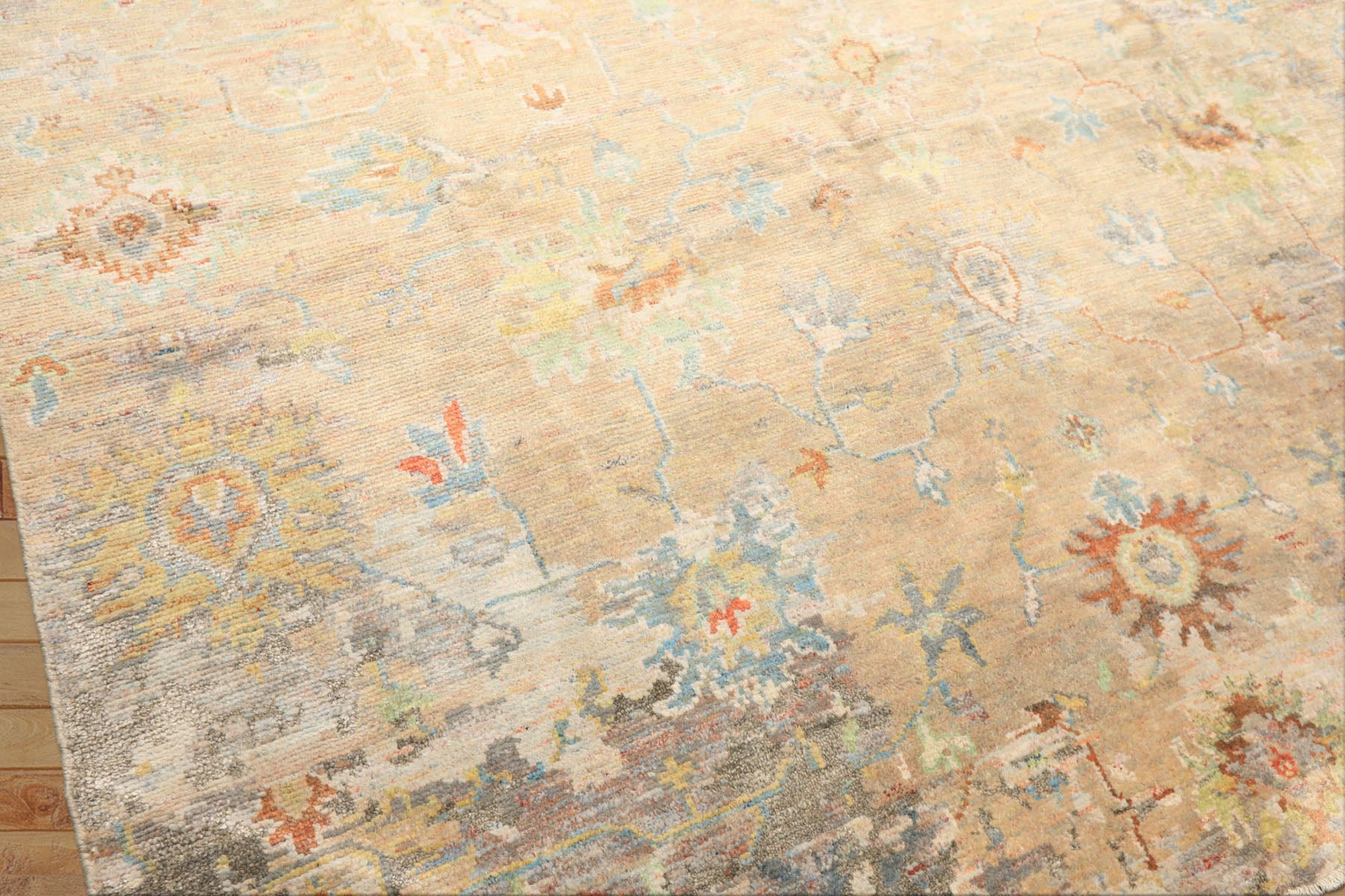 6x9 Beige, Aqua, Taupe Color Hand Knotted Sherpa Viscose Modern & Contemporary Oriental Rug