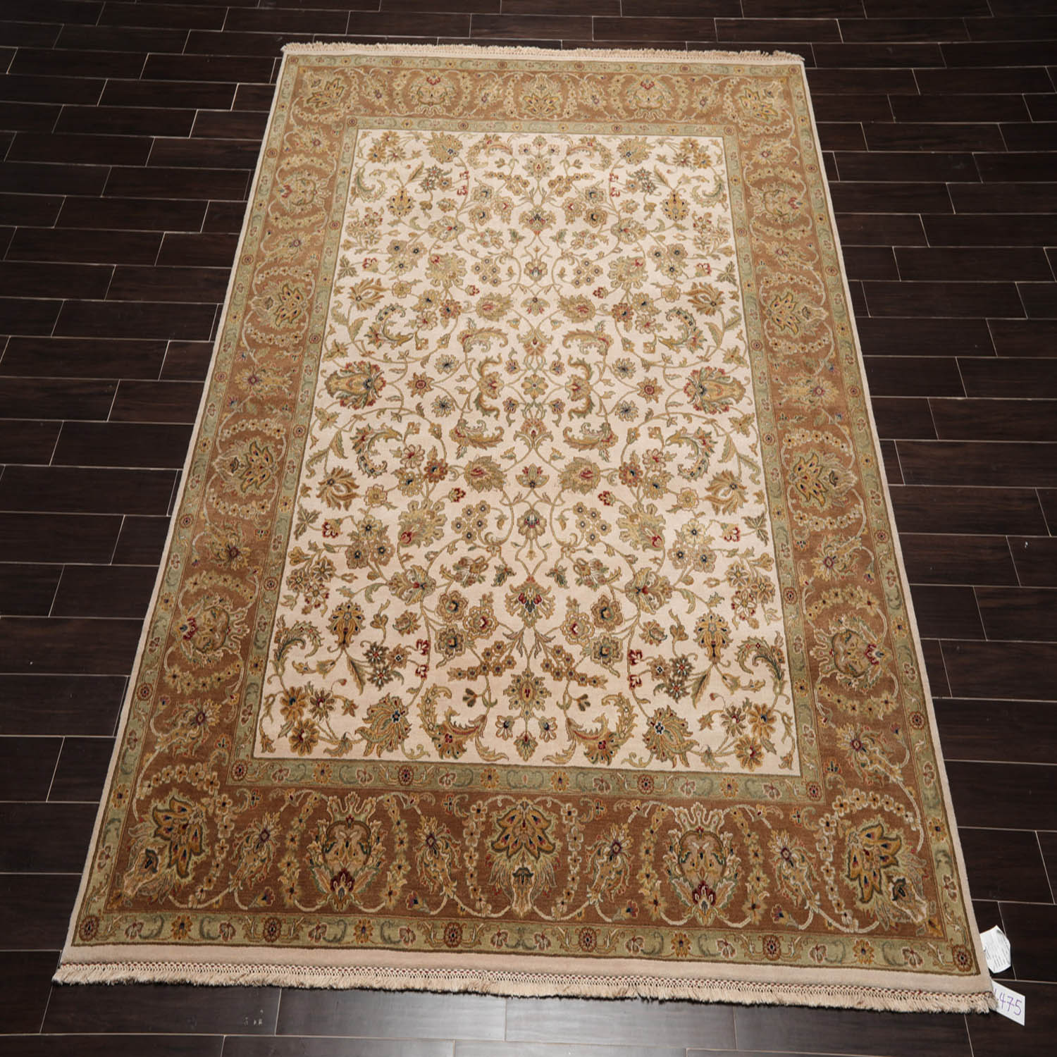 8x10 Beige, Brown, Sage Color Hand Knotted All-Over 100% Wool Traditional-Persian/Oriental Oriental Rug