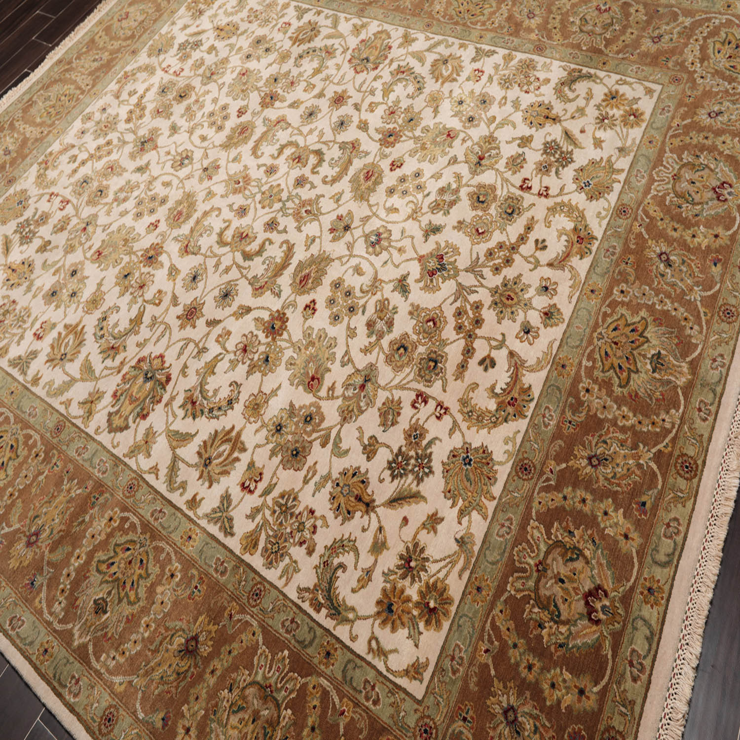 8x10 Beige, Brown, Sage Color Hand Knotted All-Over 100% Wool Traditional-Persian/Oriental Oriental Rug