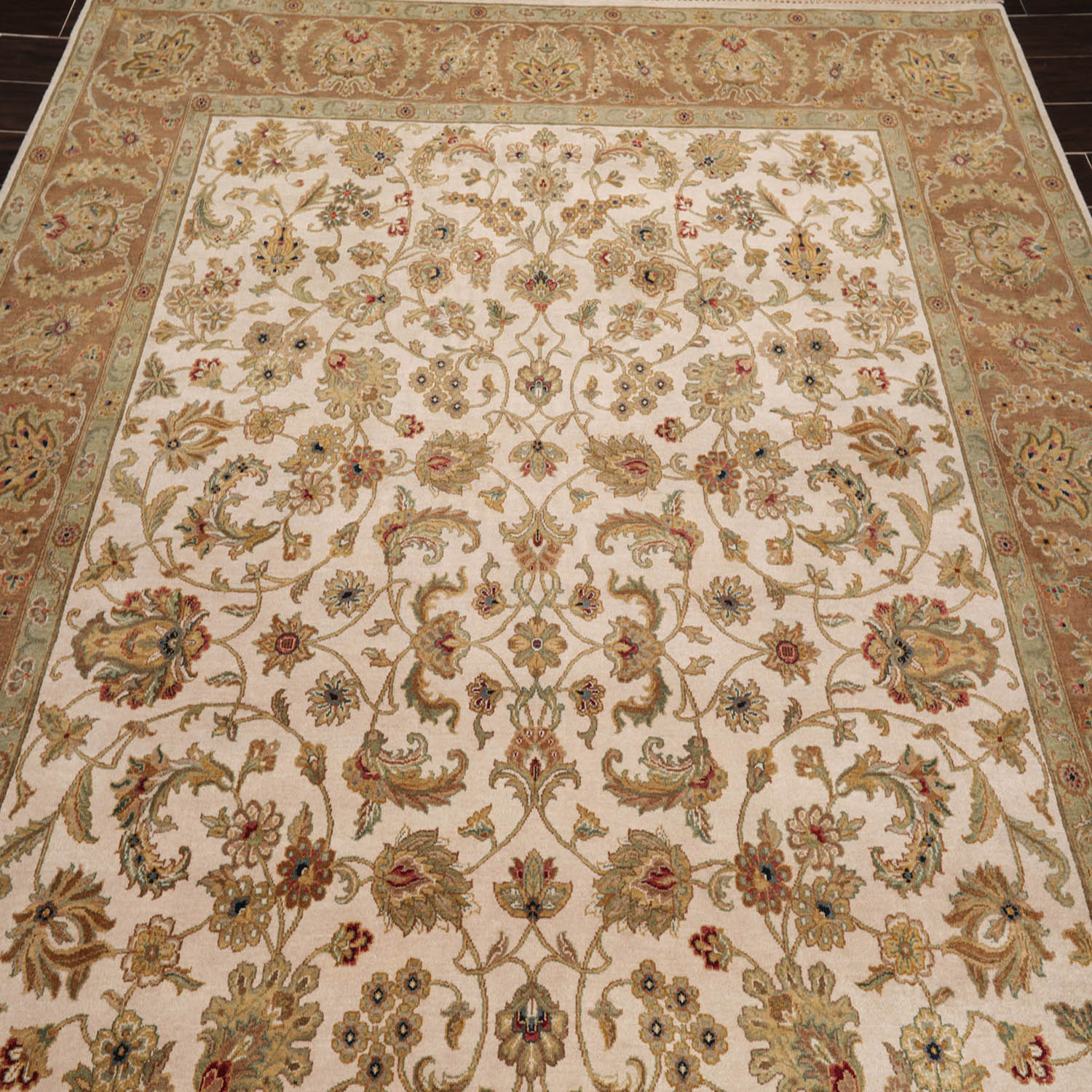 8x10 Beige, Brown, Sage Color Hand Knotted All-Over 100% Wool Traditional-Persian/Oriental Oriental Rug