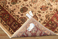 6x9 Tan, Maroon, Gold Color Hand Knotted Kashan Wool & Silk Traditional Oriental Rug