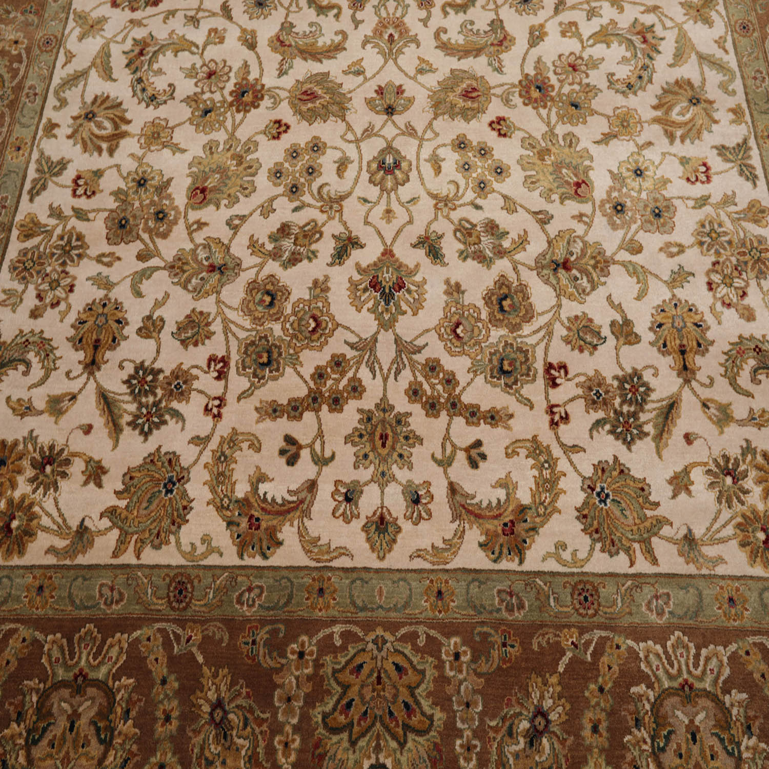 8x10 Beige, Brown, Sage Color Hand Knotted All-Over 100% Wool Traditional-Persian/Oriental Oriental Rug