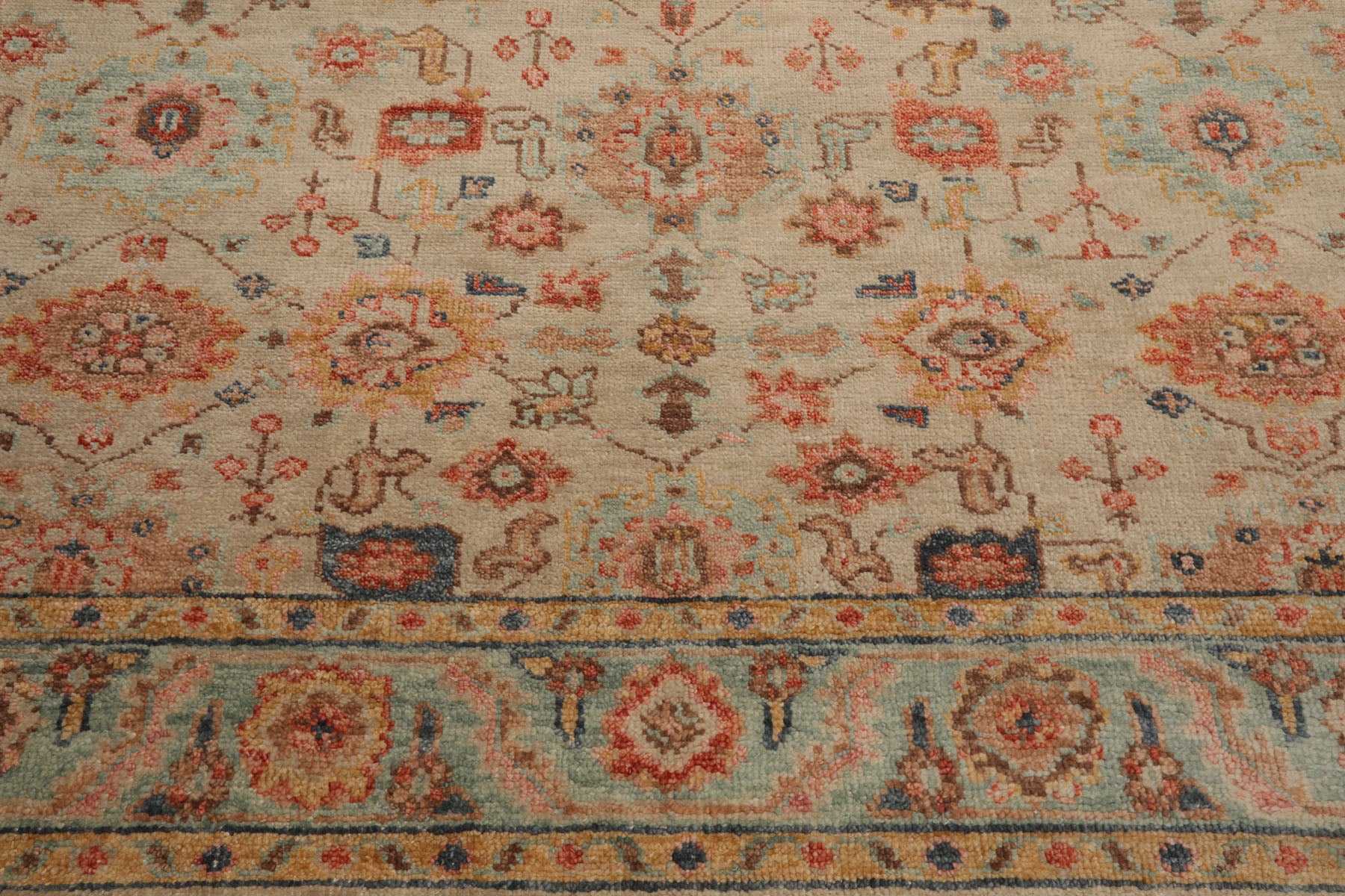 Aashriya Classic LoomBloom Beige Hand Knotted Wool Oriental Area Rug in Traditional Design Multi Sizes