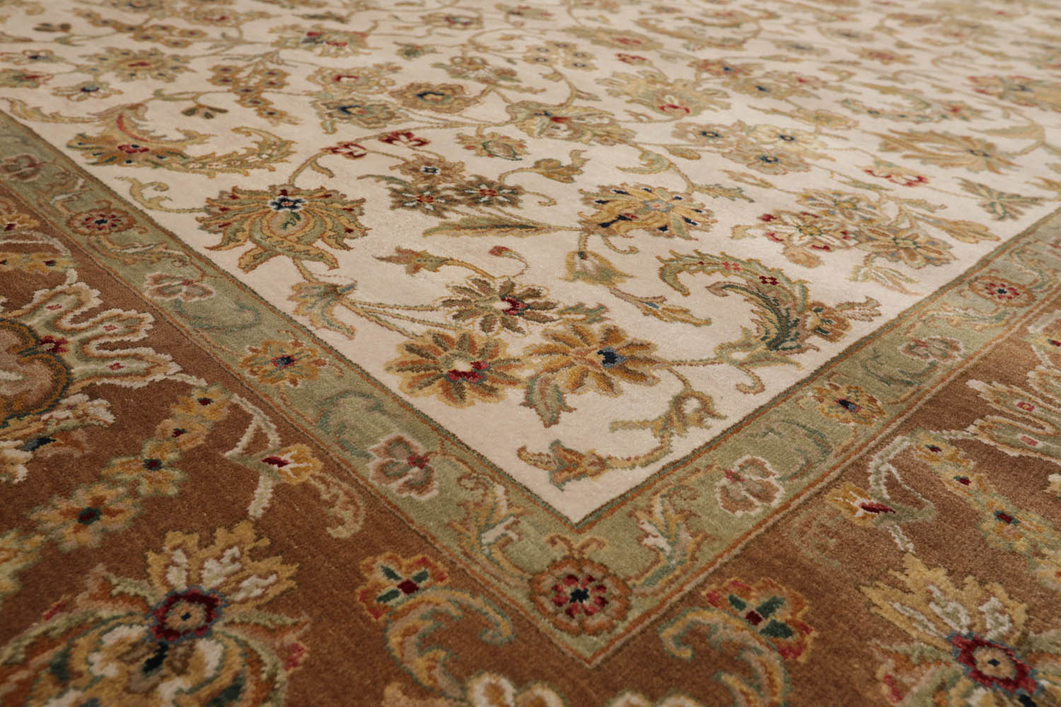 8x10 Beige, Brown, Sage Color Hand Knotted All-Over 100% Wool Traditional-Persian/Oriental Oriental Rug