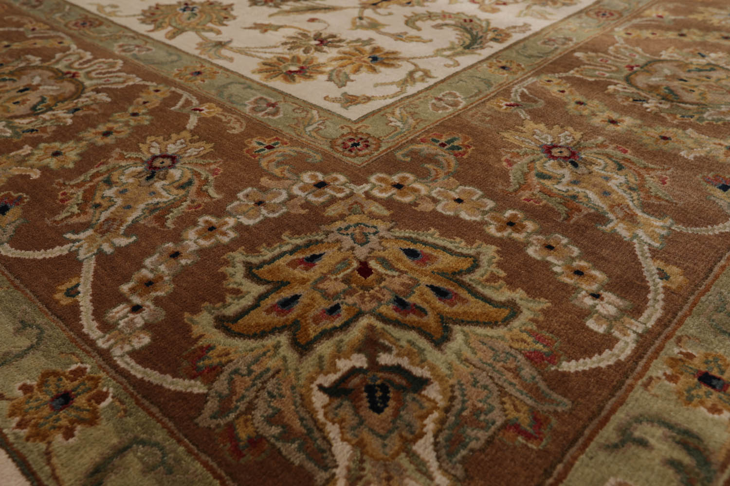 8x10 Beige, Brown, Sage Color Hand Knotted All-Over 100% Wool Traditional-Persian/Oriental Oriental Rug