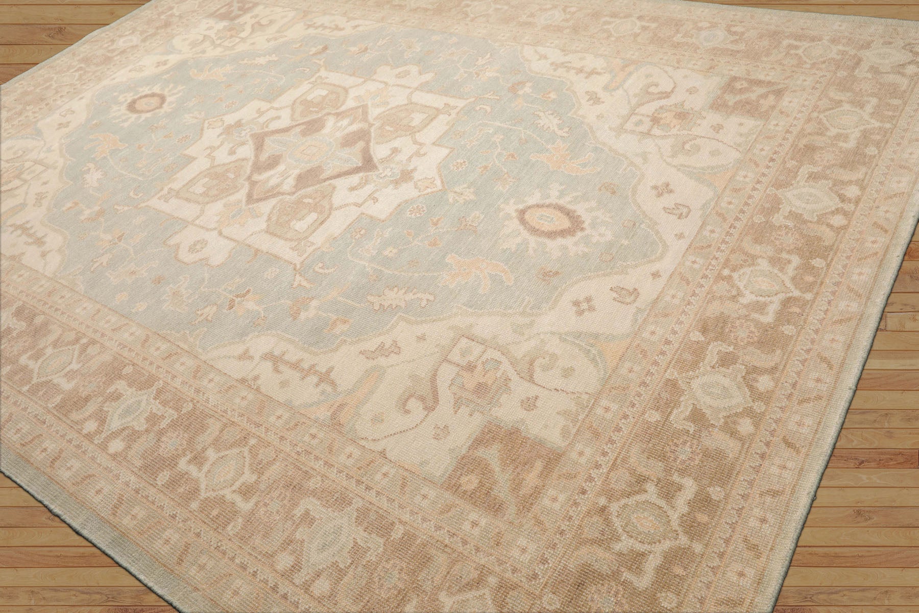 Watasha Classic LoomBloom Sage Hand Knotted Wool Oriental Area Rug in Traditional Design Multi Sizes