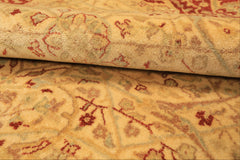 6x9 Beige, Burnt Orange, Mint Color Hand Knotted Agra Wool Traditional Oriental Rug