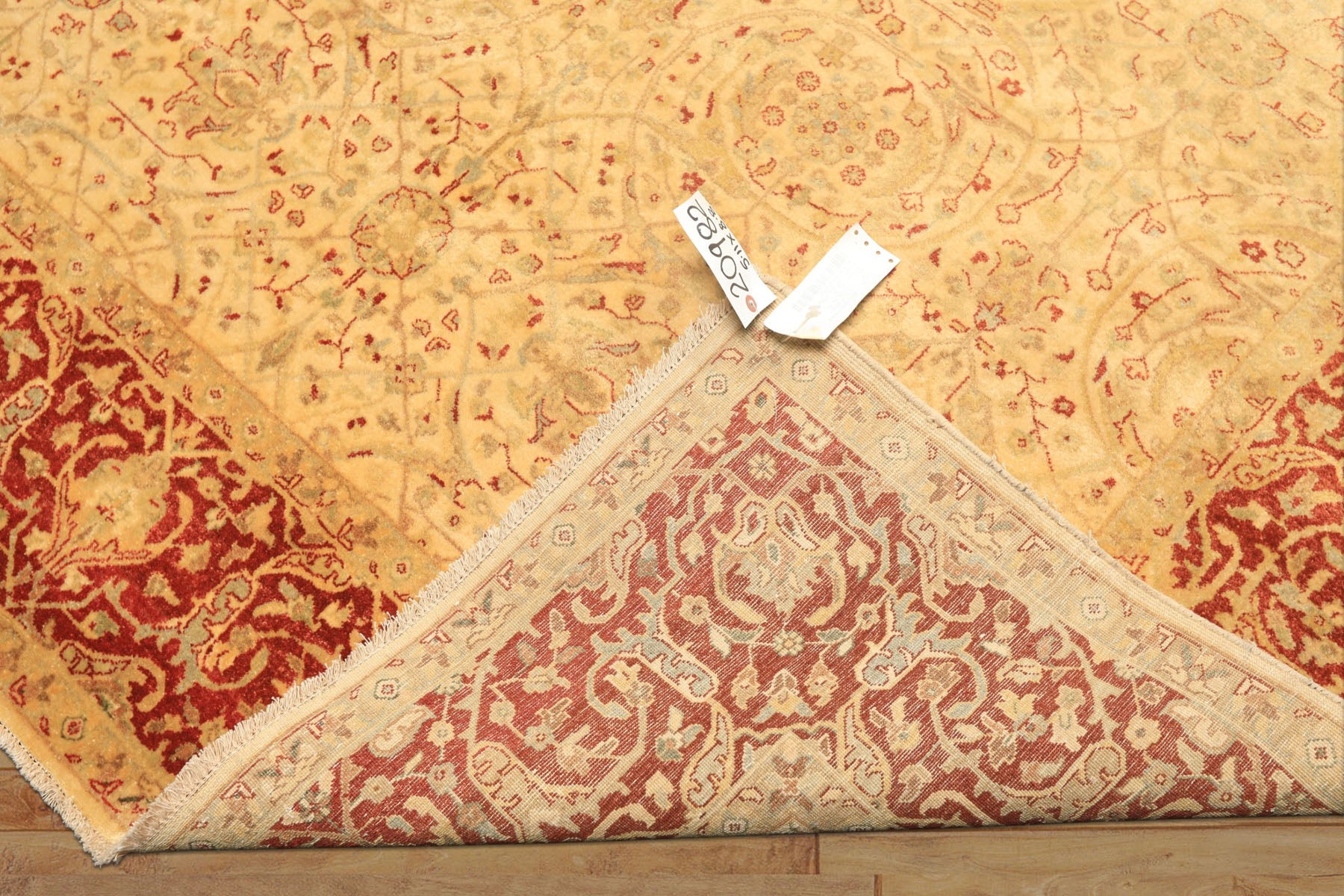 6x9 Beige, Burnt Orange, Mint Color Hand Knotted Agra Wool Traditional Oriental Rug