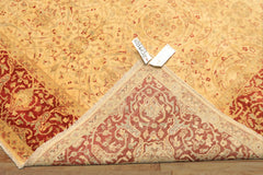 6x9 Beige, Burnt Orange, Mint Color Hand Knotted Agra Wool Traditional Oriental Rug