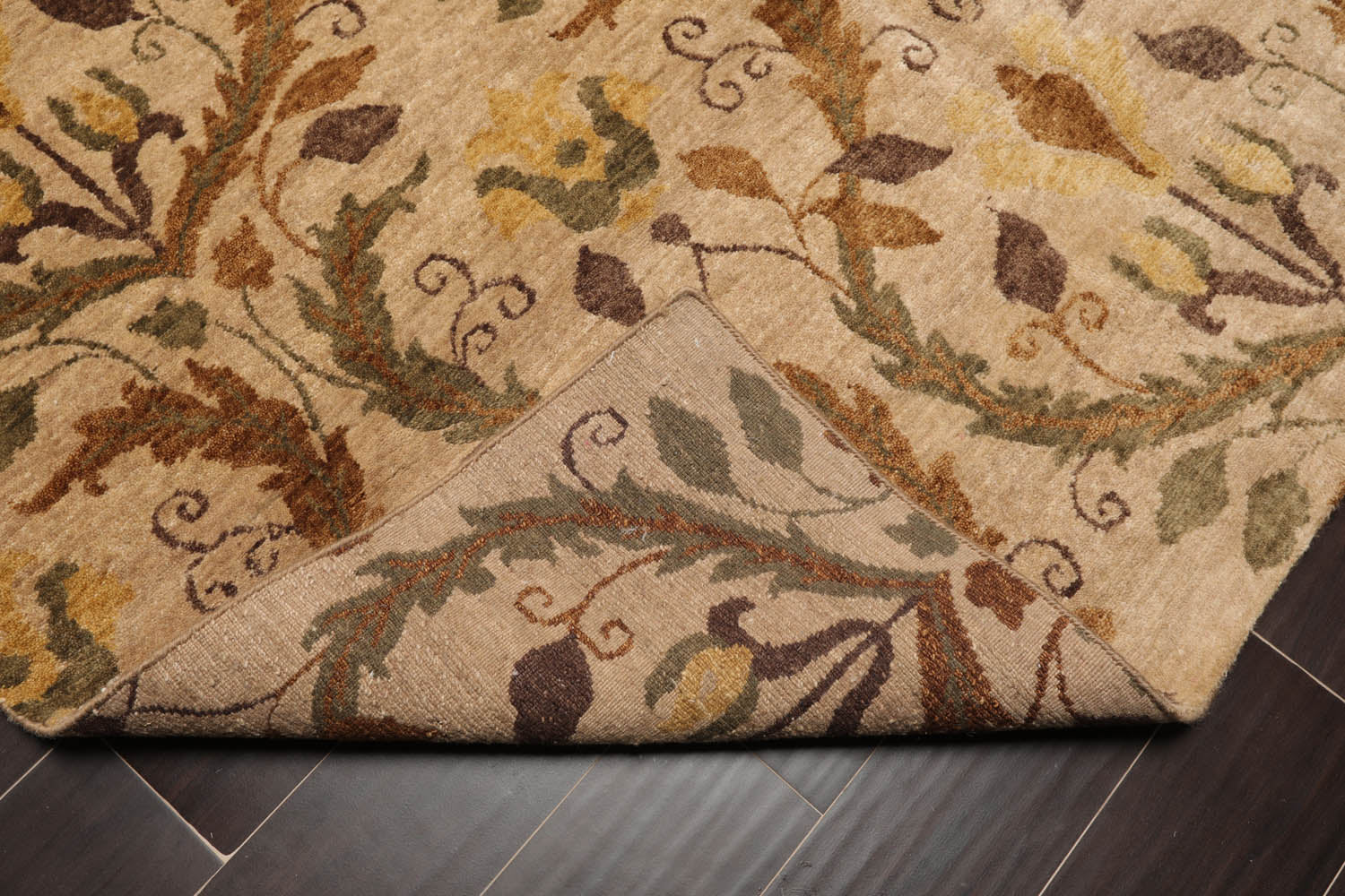 6x9 Tan, Brown, Olive Color Hand Knotted All-Over 100% Wool Traditional Oriental Rug