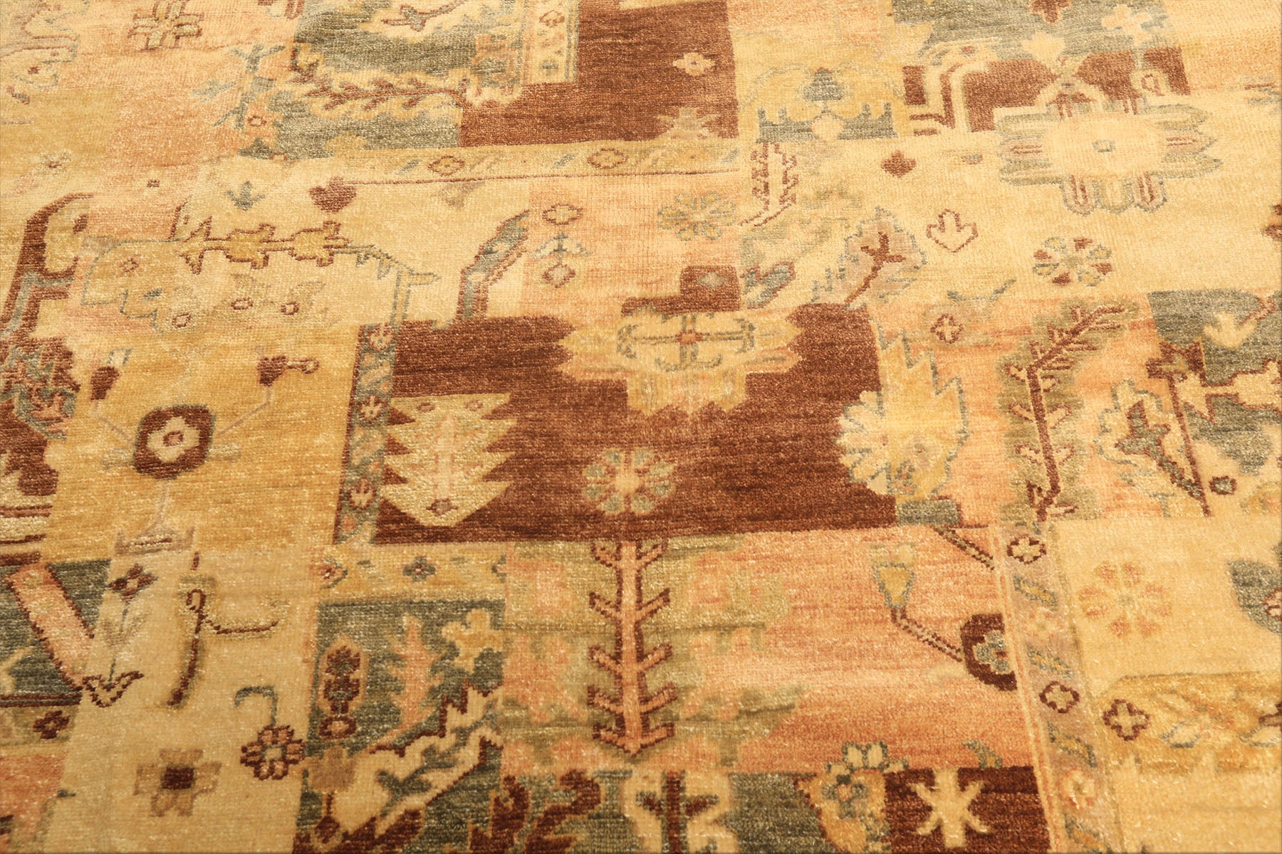 6x9 Beige, Gold, Brown Color Hand Knotted Oushak Wool Modern & Contemporary Oriental Rug