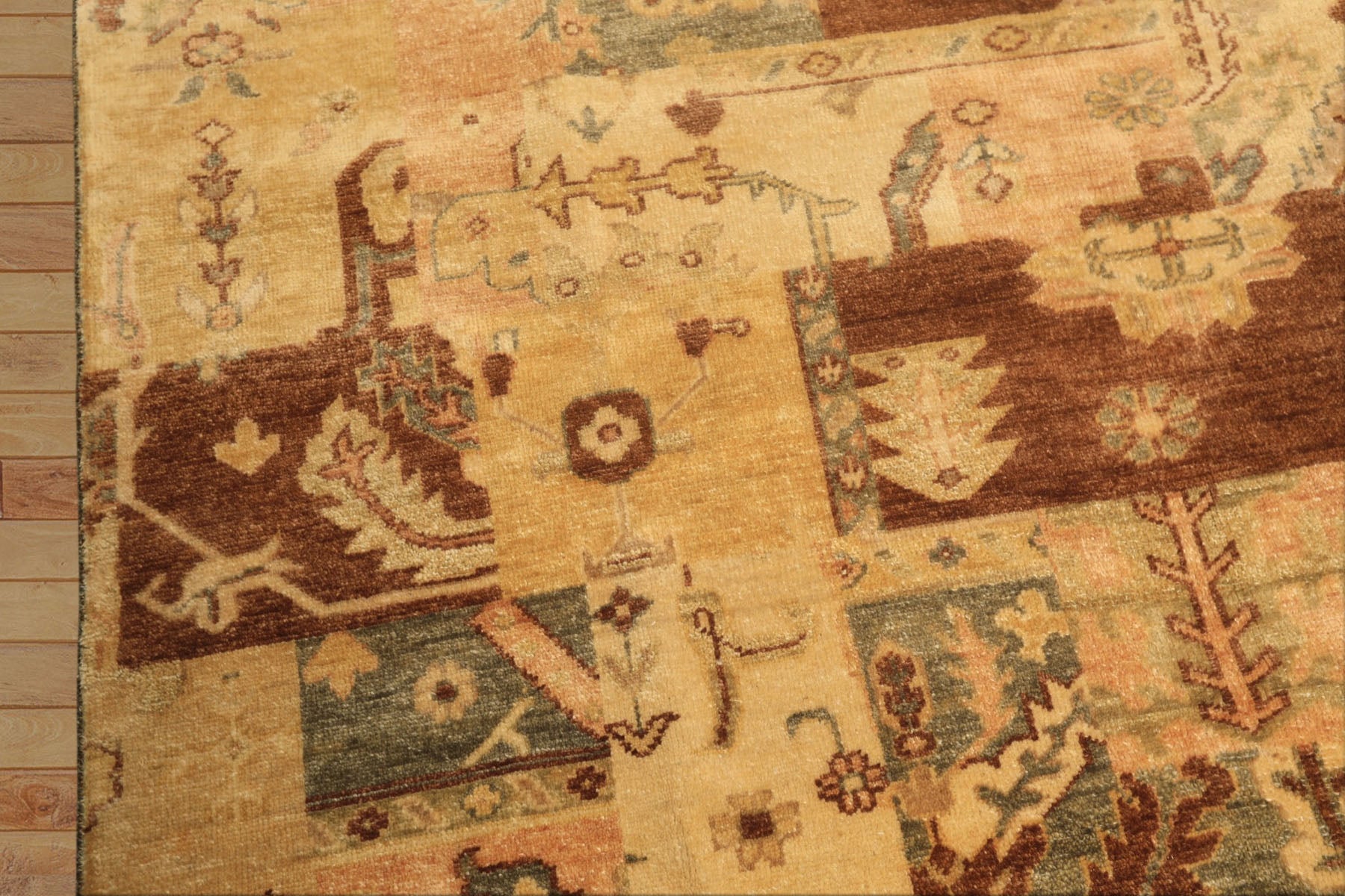 6x9 Beige, Gold, Brown Color Hand Knotted Oushak Wool Modern & Contemporary Oriental Rug