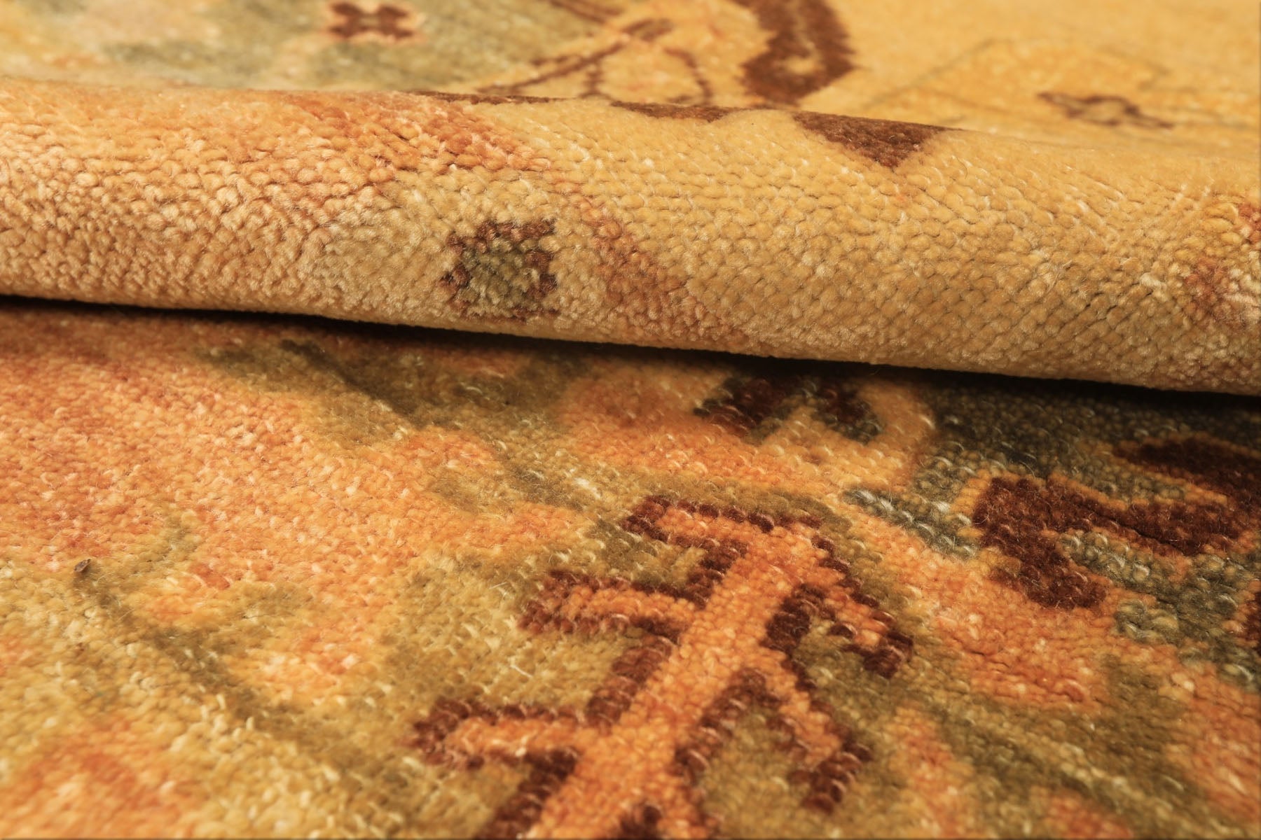 6x9 Beige, Gold, Brown Color Hand Knotted Oushak Wool Modern & Contemporary Oriental Rug