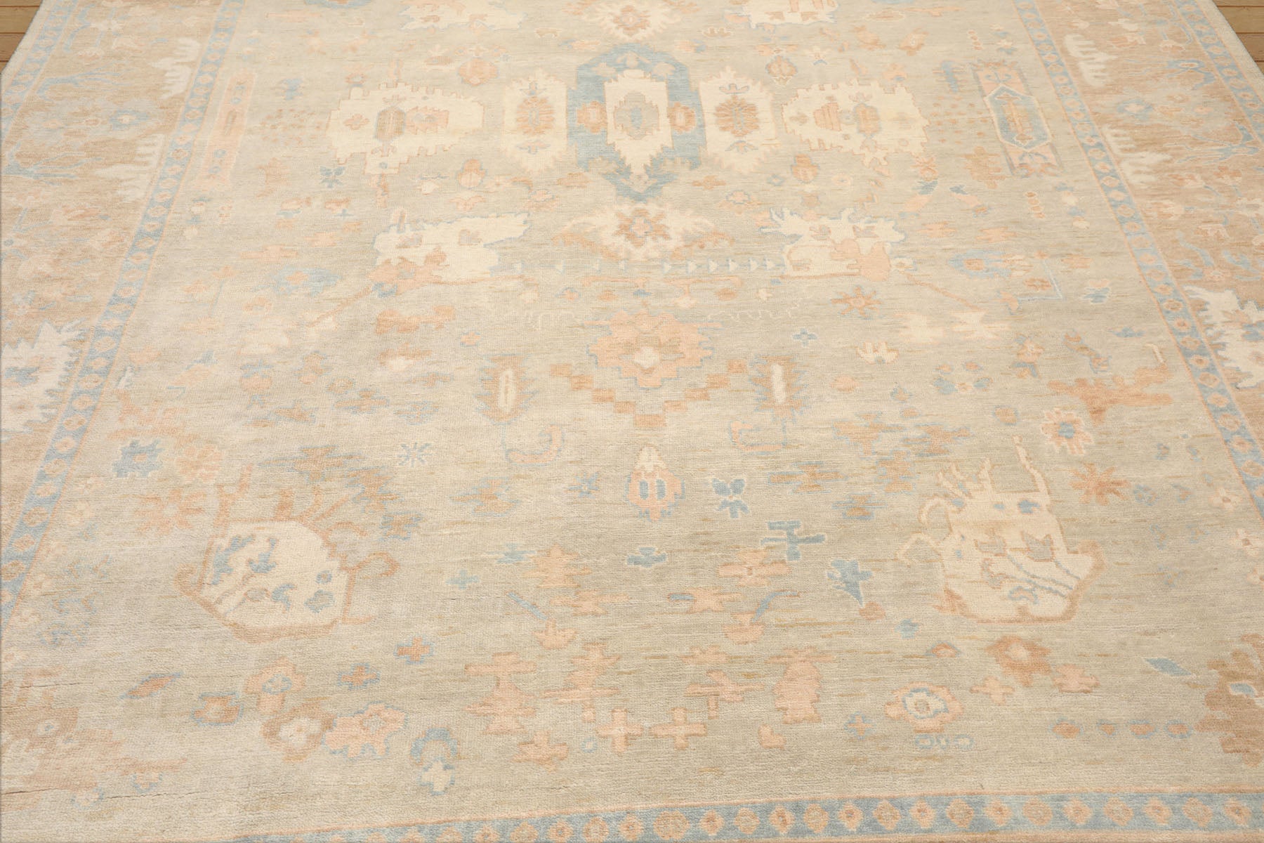 Delozier Hand Knotted Gray Oushak Rug LoomBloom Wool Oriental Stone Wash Style