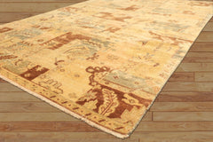 6x9 Beige, Gold, Brown Color Hand Knotted Oushak Wool Modern & Contemporary Oriental Rug