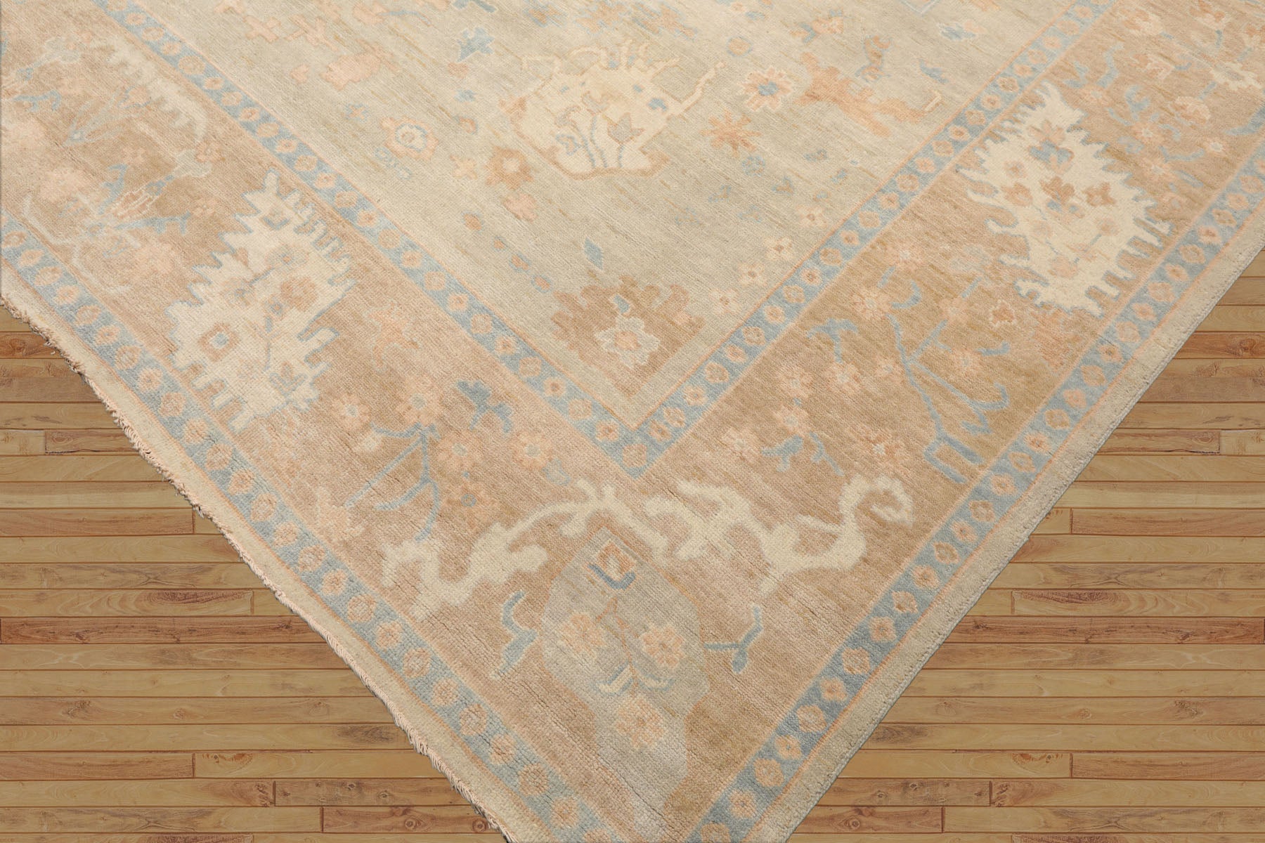 Delozier Hand Knotted Gray Oushak Rug LoomBloom Wool Oriental Stone Wash Style