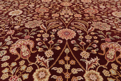 8x10 Burgundy, Ivory, Tan Color Hand Knotted All-Over 100% Wool Traditional-Persian/Oriental Oriental Rug