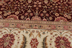8x10 Burgundy, Ivory, Tan Color Hand Knotted All-Over 100% Wool Traditional-Persian/Oriental Oriental Rug