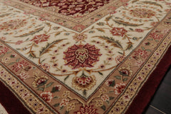 8x10 Burgundy, Ivory, Tan Color Hand Knotted All-Over 100% Wool Traditional-Persian/Oriental Oriental Rug