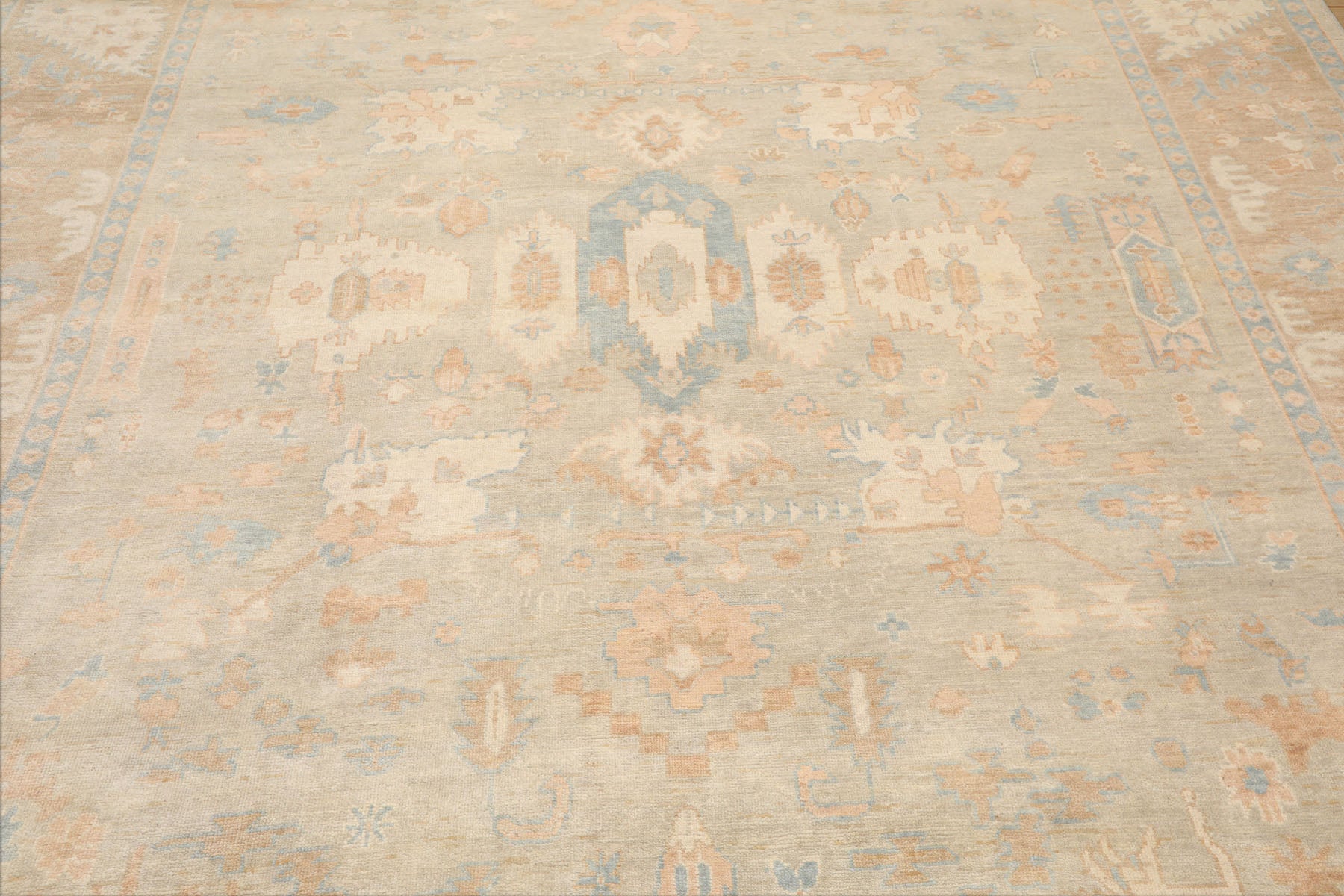 Delozier Hand Knotted Gray Oushak Rug LoomBloom Wool Oriental Stone Wash Style