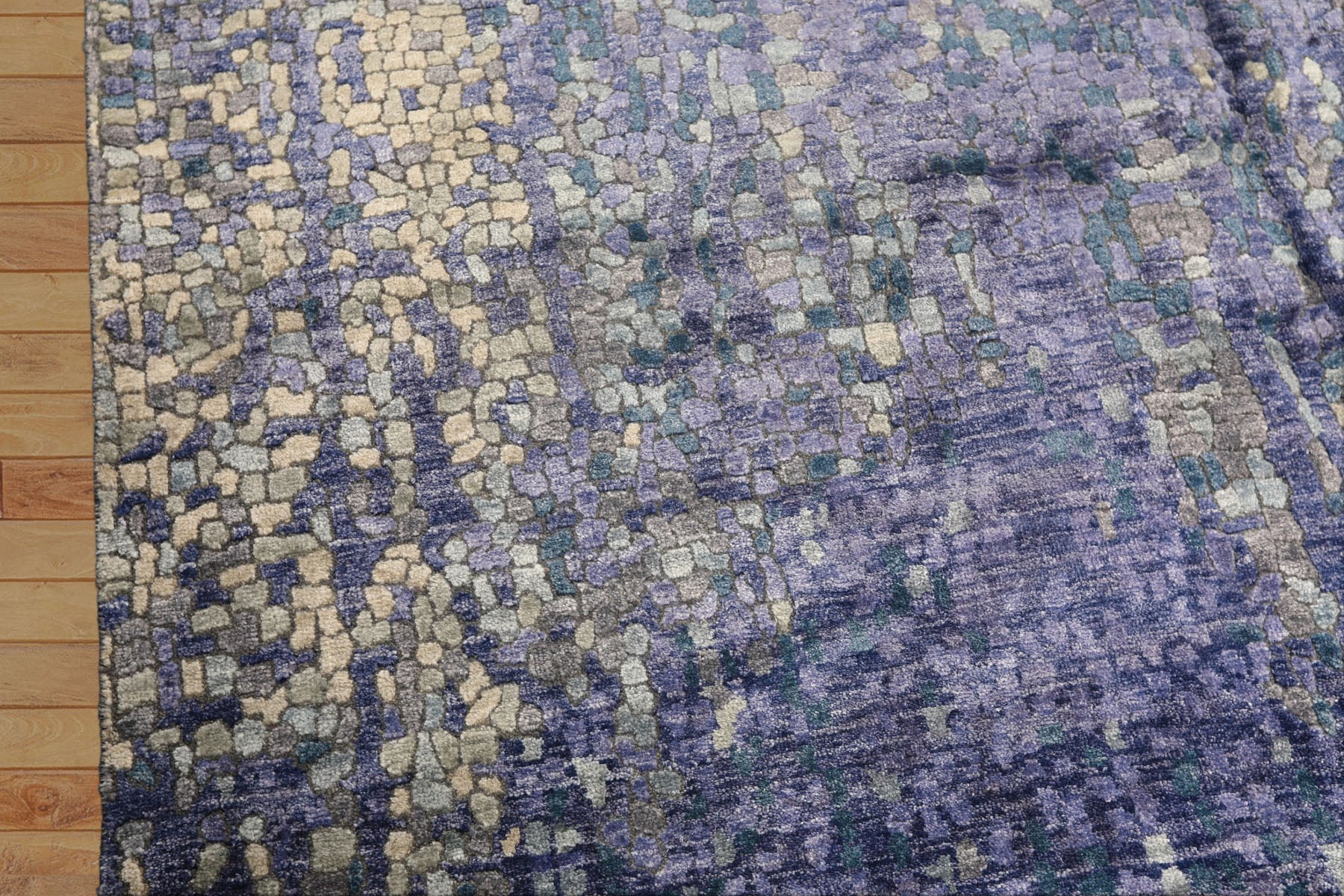 6x9 Lavender, Gray, Aqua Color Hand Knotted Sherpa Viscose Modern & Contemporary Oriental Rug
