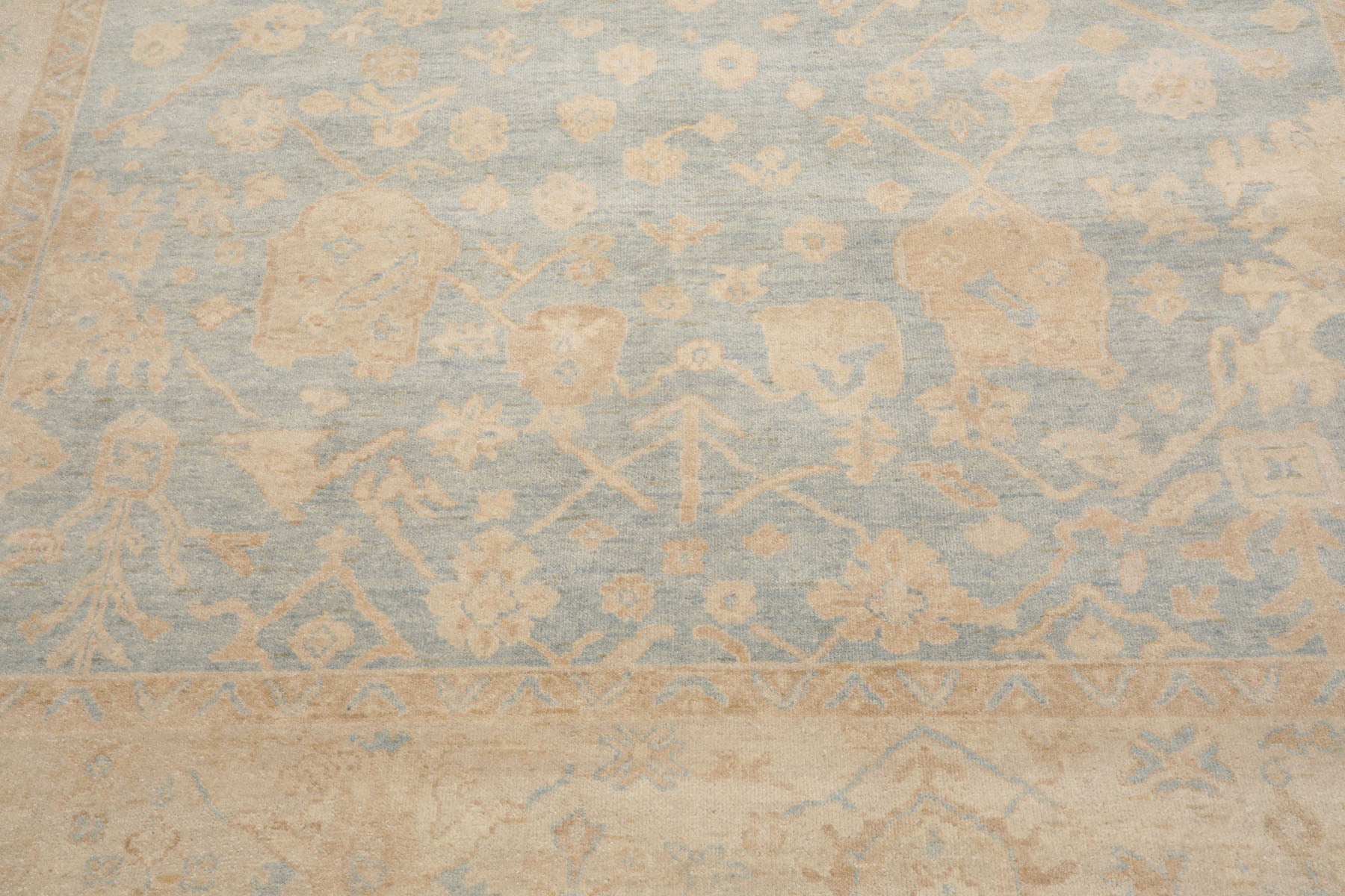 Starkville Hand Knotted Light Blue Oushak Rug LoomBloom Wool Oriental Stone Wash Style