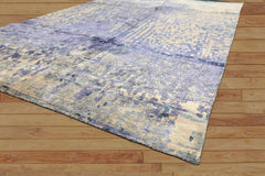 6x9 Lavender, Gray, Aqua Color Hand Knotted Sherpa Viscose Modern & Contemporary Oriental Rug