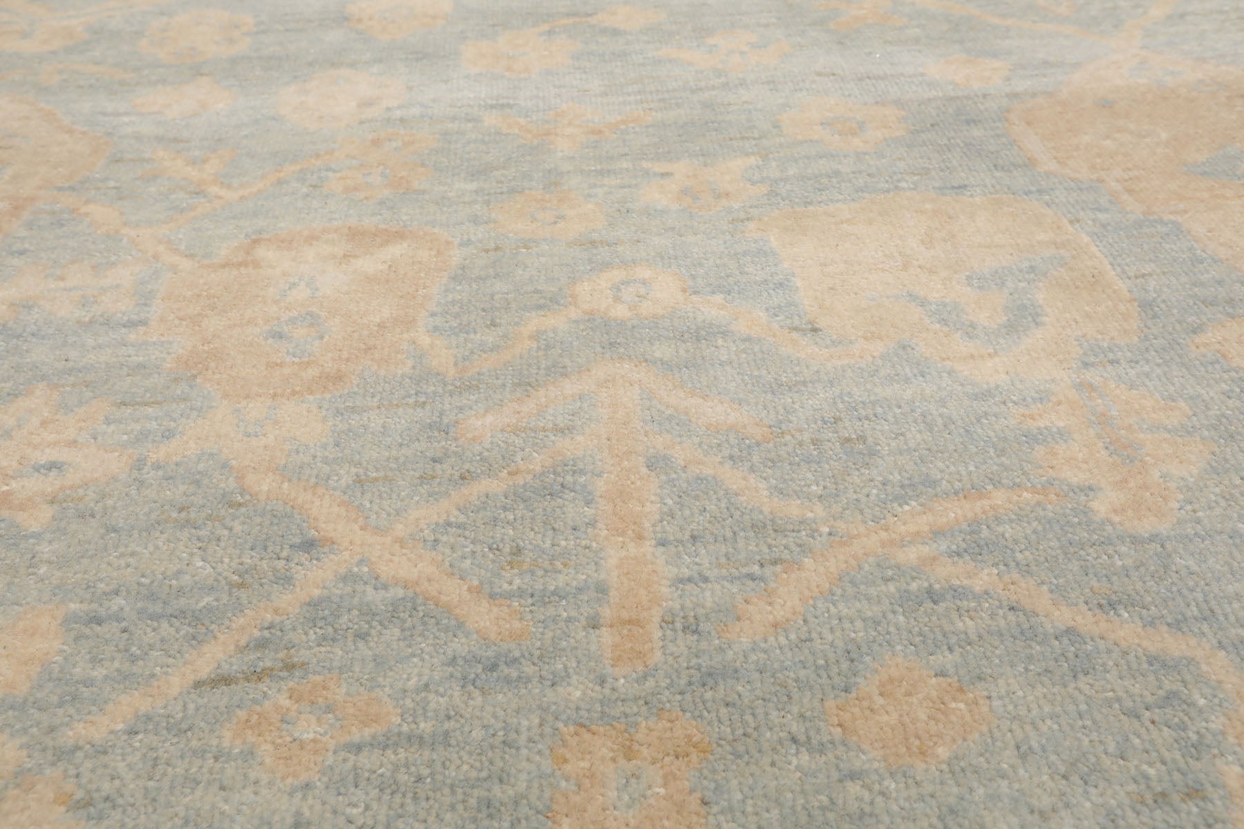 Starkville Hand Knotted Light Blue Oushak Rug LoomBloom Wool Oriental Stone Wash Style