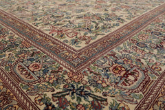 8x10 Ivory, Blue, Brown Color Hand Knotted All-Over 100% Wool Traditional Oriental Rug