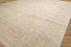 10x14 Beige Tan Aqua Color Hand Knotted  Wool Traditional Oriental Rug