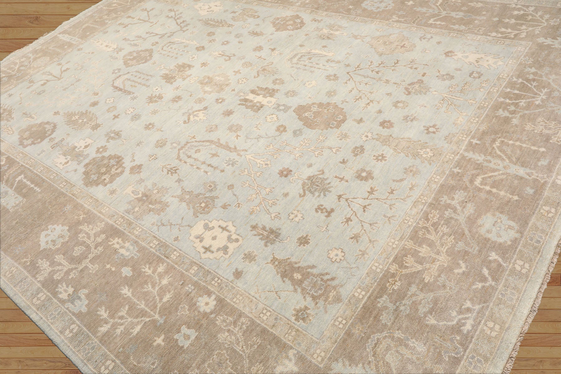 Jovonni Hand Knotted Sage Oushak Rug LoomBloom Wool Oriental Stone Wash Style