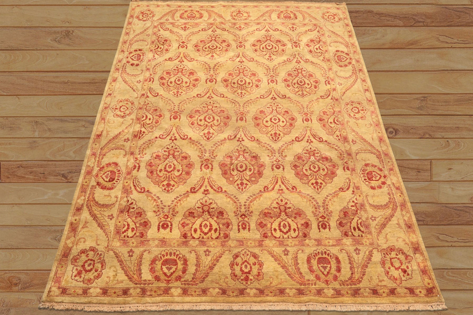 8x10 Gold, Rose, Rust Color Hand Knotted Oushak New Zealand Wool Transitional Oriental Rug