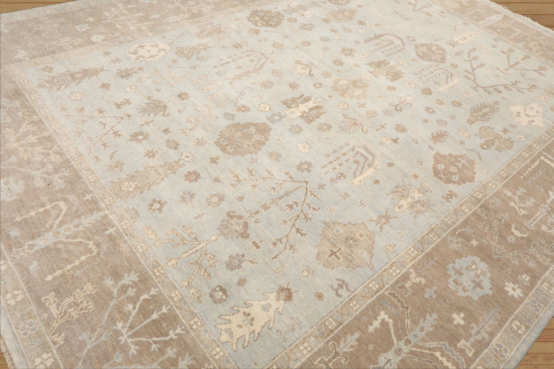 Jovonni Hand Knotted Sage Oushak Rug LoomBloom Wool Oriental Stone Wash Style