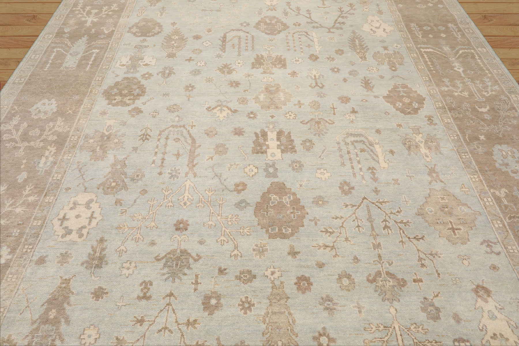 Jovonni Hand Knotted Sage Oushak Rug LoomBloom Wool Oriental Stone Wash Style