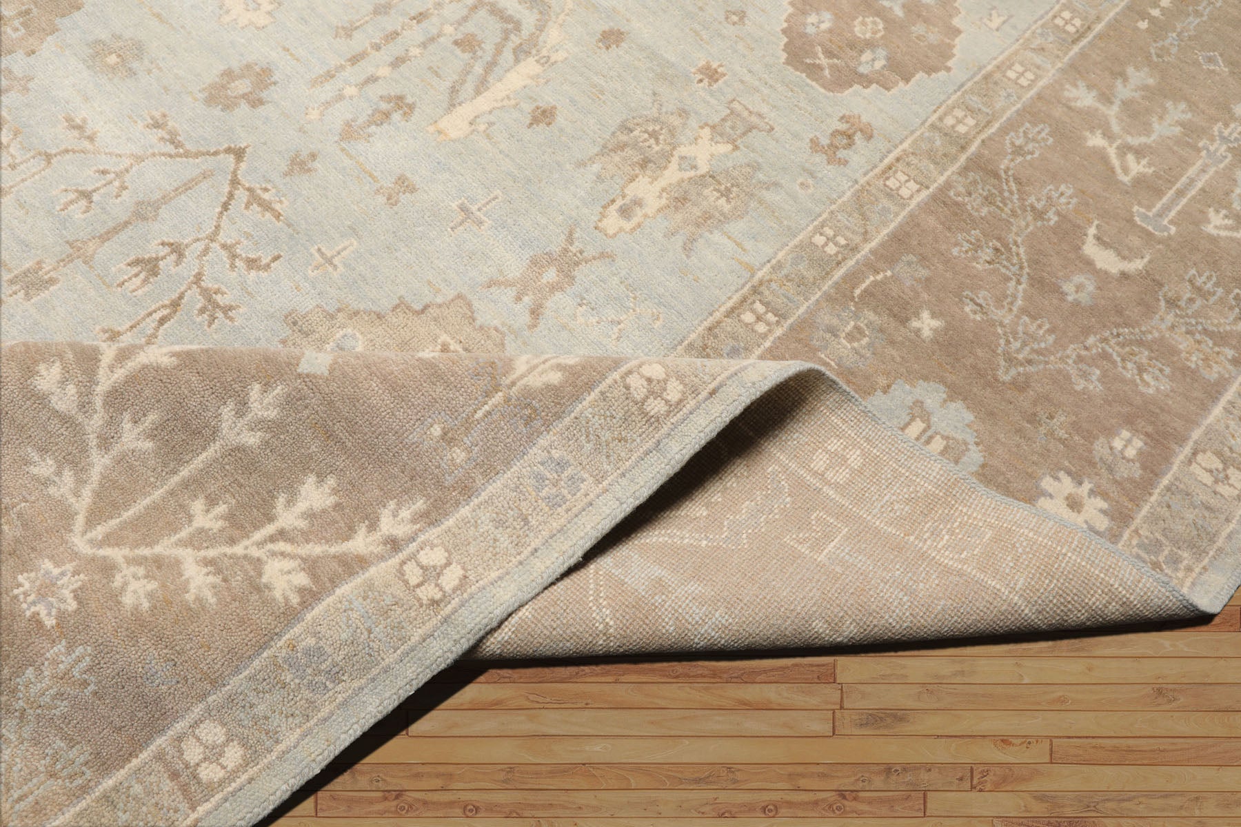 Jovonni Hand Knotted Sage Oushak Rug LoomBloom Wool Oriental Stone Wash Style