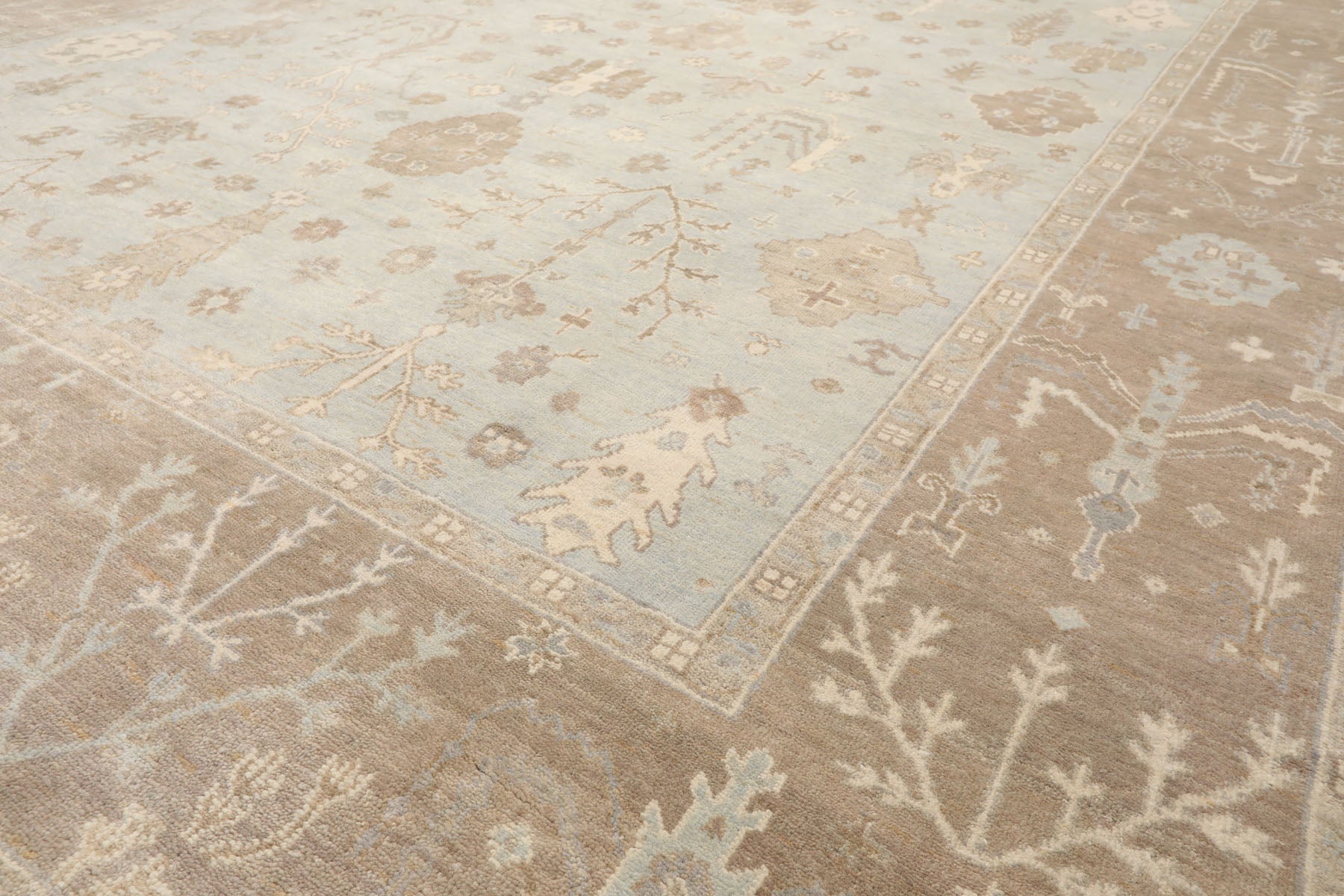 Jovonni Hand Knotted Sage Oushak Rug LoomBloom Wool Oriental Stone Wash Style