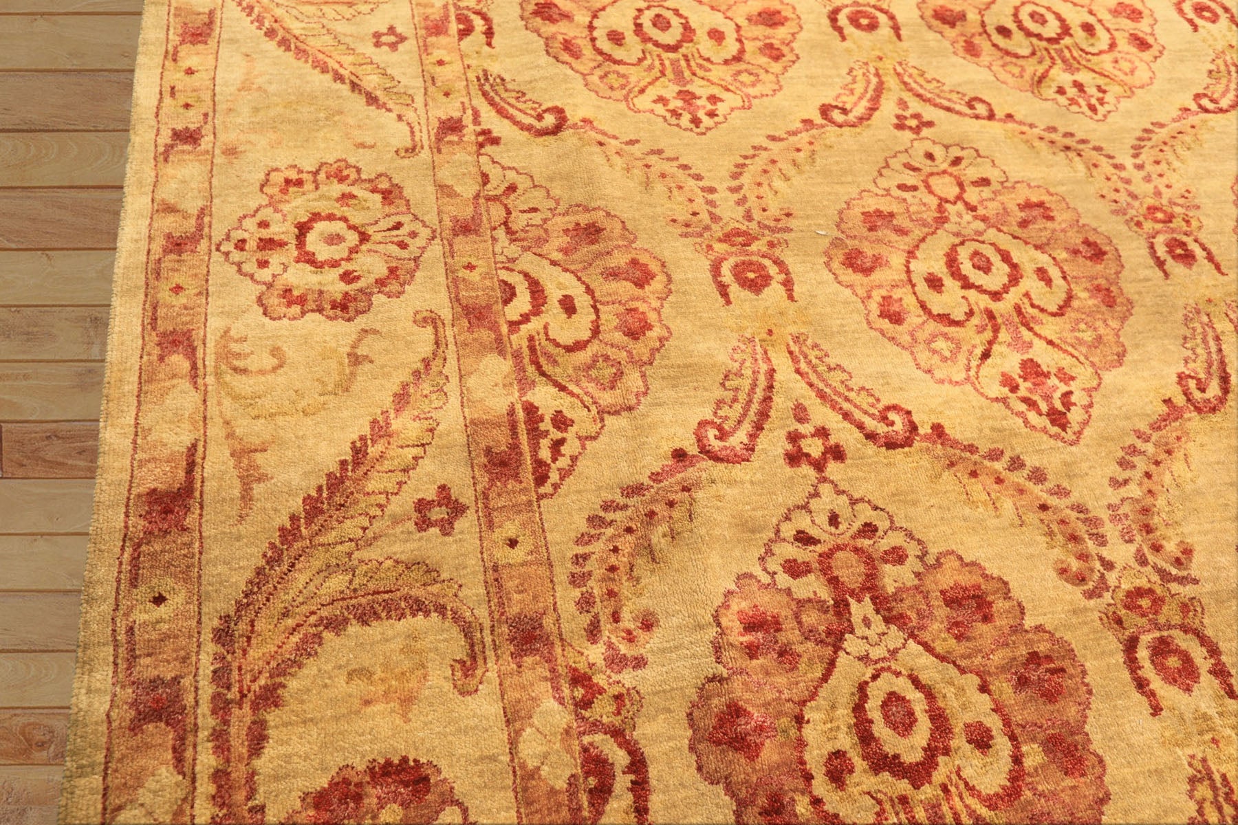 8x10 Gold, Rose, Rust Color Hand Knotted Oushak New Zealand Wool Transitional Oriental Rug