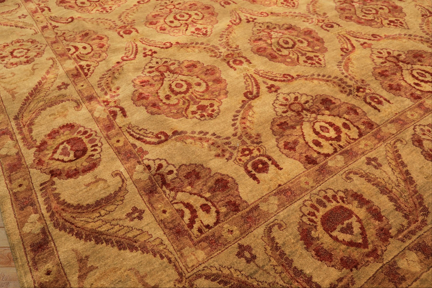 8x10 Gold, Rose, Rust Color Hand Knotted Oushak New Zealand Wool Transitional Oriental Rug